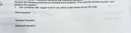 Chemical Word Equations