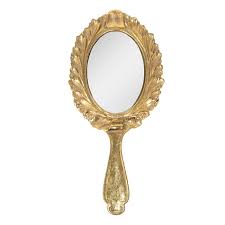 Handheld Mirror 13x27 Cm Gold Colored