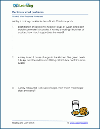 Mixed Decimals Word Problems For Grade