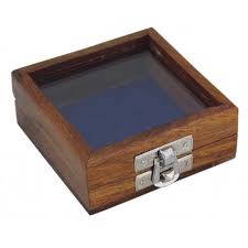 Wooden Box With Glass Lid And Nickel