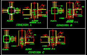 connection beam columns dwg detail