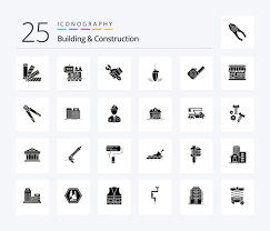 Construction 25 Solid Glyph Icon Pack