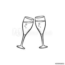 Champagne Glasses Hand Drawn Outline