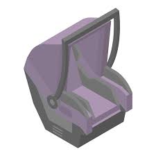 Purple Baby Car Seat Icon Isometric Of