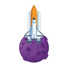 Space Rocket And Moon Icon Colorful