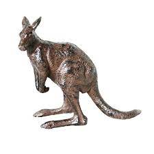 Cast Iron Kangaroo Figurine Garden Decor