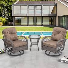 Swivel Patio Chairs With Brown Cushions