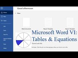 Microsoft Word Vi Tables And Equations