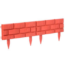 Gardenised Outdoor Brick Stone Gate Lawn Edging Pack Of 8 Red