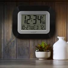 La Crosse Technology Wt 8005u B Int Atomic Digital Wall Clock With Indoor Temperature Black