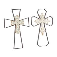 Black Carved Wood Cross Wall Decor Set