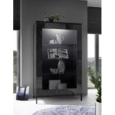 Black Gloss Marble Display Cabinet