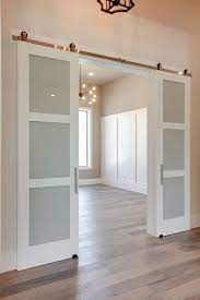 3 Panel Frosted Glass Barn Doors To