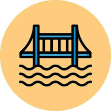 Bridge Over Water Vector Art Icons