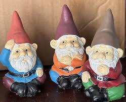 Set Of 3 5in Distressed Garden Gnomes