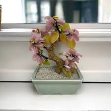 Vintage Glass Bonsai Tree Pink