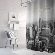 New York Shower Curtain With Gold