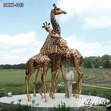 Large Bronze Giraffe Statue Outdoor Art