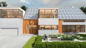 Modern Villa With Solar Panels On The