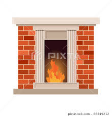 Fireplace With Fire Vintage Design