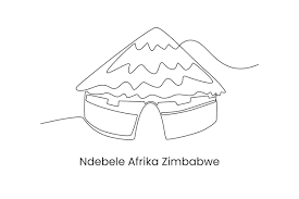 Line Drawing Traditional Ndebele Hut