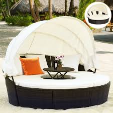 Costway Round Retractable Canopy Daybed