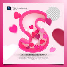3d Alphabet S With Heart Icon Ilration