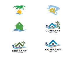 Set Of Beach House Logo Design