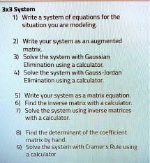 Solved 3x3 System 1 Write A System Of