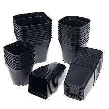 10pc Black Flower Pots Plastic Pots
