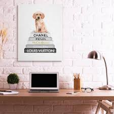 Stupell Industries Resting Puppy On Glam Fashion Icon Bookstack Designed By Amanda Greenwood