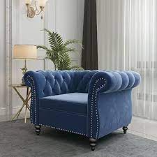 Nosga Large Sofa Blue Tufted