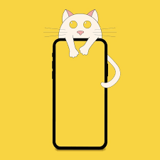 Smartphone Mockup With Cat Ilration