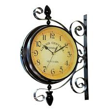 Vintage Double Sided Wall Clock Iron