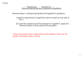 Precalculus Section 3 4 Solving