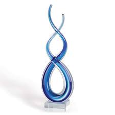 Badash Crystal Touch Of The Blues Art Glass Sculpture Multi