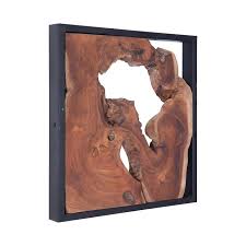 Framed Slice Teak Wood Dimensional Wall