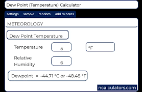 Dew Point Temperature Calculator