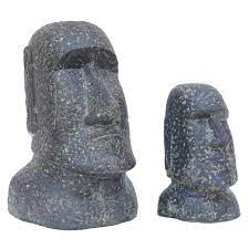 Set Of 2 Moai Statue Easter Island Head