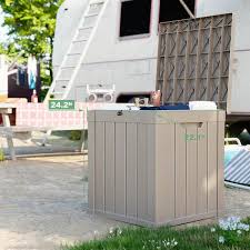50 Gal Light Brown Resin Outdoor Storage Deck Box