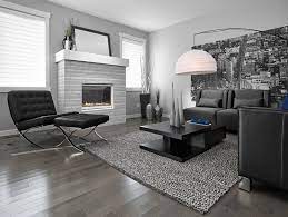 Gray Walls And A Brick Fireplace Ideas