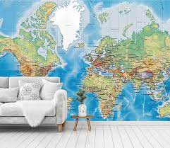 Buy 3d World Map Wallpaper Detailed