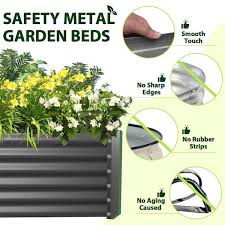 6 Ft X 3 Ft X 1 5 Ft Outdoor Alloy Steel Quartz Gray Galvanized Raised Rectangular Planter Bed Boxes For Garden
