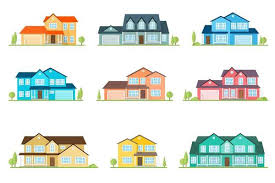 Flat Icon Suburban American House For