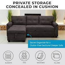 Laura Reversible Sleeper Sectional Sofa Storage Chaise By Naomi Home Color Espresso Fabric Velvet