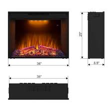 36 In Electric Fireplace Insert With Remote Control And 1 Hour To 9 Hours Timer In Black Overheat Protection