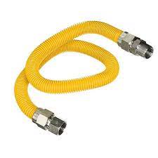 72 In Flexible Gas Connector Yellow Coated Stainless Steel For Gas Range Furnace 1 2 In Fittings