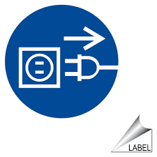Electrical Warning Unplug Symbol Label