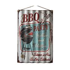 Retro Tin Corrugated Wall Plaque Bbq Party