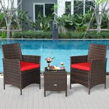 Wellfor Brown 3 Pieces Wicker Patio